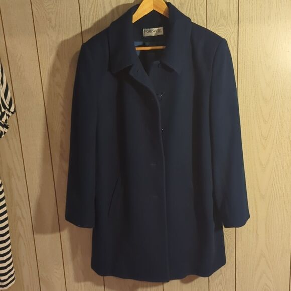 Forecaster Of Boston Navy Wool Blend Button Coat Size 12 Pocket Unisex Elegant - Picture 1 of 10